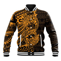 Gold Couple Dolphins Maori Polynesian Style Baseball Jacket LT9 Unisex Gold - Polynesian Pride