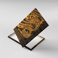 Gold Couple Dolphins Maori Polynesian Style Canvas Wall Art LT9 With Frame Gold - Polynesian Pride