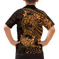Gold Couple Dolphins Maori Polynesian Style Hawaiian Shirt LT9 - Polynesian Pride