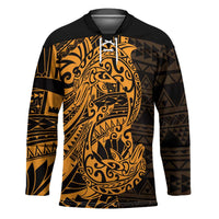 Gold Couple Dolphins Maori Polynesian Style Hockey Jersey LT9 Unisex Gold - Polynesian Pride