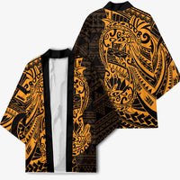 Gold Couple Dolphins Maori Polynesian Style Kimono - Polynesian Pride