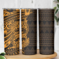Gold Couple Dolphins Maori Polynesian Style Skinny Tumbler LT9 - Polynesian Pride