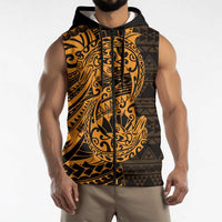 Gold Couple Dolphins Maori Polynesian Style Sleeveless Zip Hoodie LT9 - Polynesian Pride