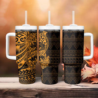Gold Couple Dolphins Maori Polynesian Style Tumbler With Handle LT9 - Polynesian Pride