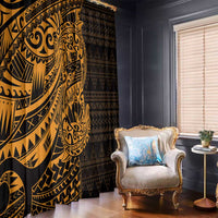 Gold Couple Dolphins Maori Polynesian Style Window Curtain LT9 - Polynesian Pride