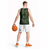 Green Couple Dolphins Maori Polynesian Style Basketball Jersey - Polynesian Pride