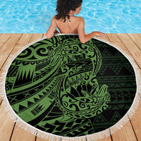 Green Couple Dolphins Maori Polynesian Style Beach Blanket LT9 - Polynesian Pride