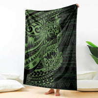 Green Couple Dolphins Maori Polynesian Style Blanket LT9 - Polynesian Pride