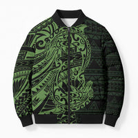 Green Couple Dolphins Maori Polynesian Style Bomber Puffer Jacket - Polynesian Pride