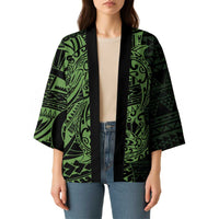 Green Couple Dolphins Maori Polynesian Style Kimono LT9 - Polynesian Pride