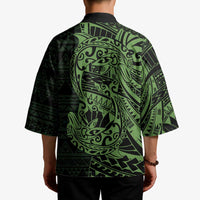 Green Couple Dolphins Maori Polynesian Style Kimono LT9 - Polynesian Pride