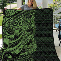 Green Couple Dolphins Maori Polynesian Style Quilt