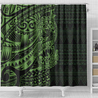 Green Couple Dolphins Maori Polynesian Style Shower Curtain