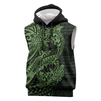 Green Couple Dolphins Maori Polynesian Style Sleeveless Hoodie - Polynesian Pride