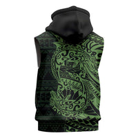 Green Couple Dolphins Maori Polynesian Style Sleeveless Zip Hoodie LT9 - Polynesian Pride