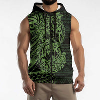 Green Couple Dolphins Maori Polynesian Style Sleeveless Zip Hoodie LT9 - Polynesian Pride