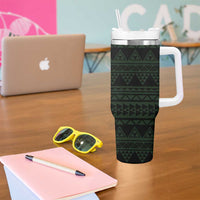 Green Couple Dolphins Maori Polynesian Style Tumbler With Handle LT9 - Polynesian Pride