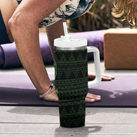 Green Couple Dolphins Maori Polynesian Style Tumbler With Handle LT9 - Polynesian Pride