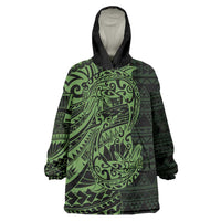 Green Couple Dolphins Maori Polynesian Style Wearable Blanket Hoodie LT9 One Size Green - Polynesian Pride