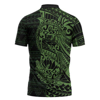 Green Couple Dolphins Maori Polynesian Style Zipper Polo Shirt - Polynesian Pride