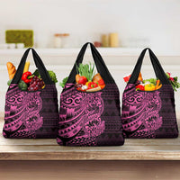 Pink Couple Dolphins Maori Polynesian Style Grocery Bag LT9 3-pack One Size Pink - Polynesian Pride