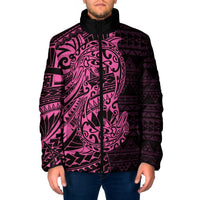 Pink Couple Dolphins Maori Polynesian Style Padded Jacket - Polynesian Pride