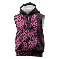 Pink Couple Dolphins Maori Polynesian Style Sleeveless Zip Hoodie LT9 Pink - Polynesian Pride