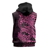 Pink Couple Dolphins Maori Polynesian Style Sleeveless Zip Hoodie LT9 - Polynesian Pride