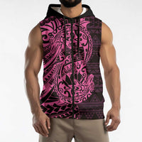 Pink Couple Dolphins Maori Polynesian Style Sleeveless Zip Hoodie LT9 - Polynesian Pride