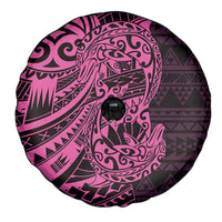 Pink Couple Dolphins Maori Polynesian Style Spare Tire Cover