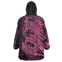 Pink Couple Dolphins Maori Polynesian Style Wearable Blanket Hoodie LT9 - Polynesian Pride