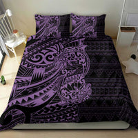 Purple Couple Dolphins Maori Polynesian Style Bedding Set