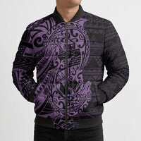 Purple Couple Dolphins Maori Polynesian Style Bomber Puffer Jacket - Polynesian Pride