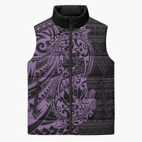 Purple Couple Dolphins Maori Polynesian Style Sleeveless Puffer Jacket - Polynesian Pride