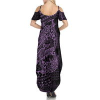 Purple Couple Dolphins Maori Polynesian Style Summer Maxi Dress