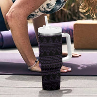 Purple Couple Dolphins Maori Polynesian Style Tumbler With Handle LT9 - Polynesian Pride