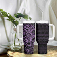 Purple Couple Dolphins Maori Polynesian Style Tumbler With Handle LT9 - Polynesian Pride