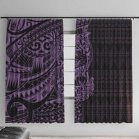 Purple Couple Dolphins Maori Polynesian Style Window Curtain LT9 With Hooks Purple - Polynesian Pride