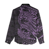 Purple Couple Dolphins Maori Polynesian Style Women Casual Shirt