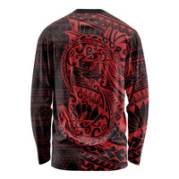 Red Couple Dolphins Maori Polynesian Style Long Sleeve Shirt LT9 - Polynesian Pride