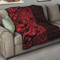 Red Couple Dolphins Maori Polynesian Style Quilt