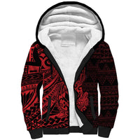 Red Couple Dolphins Maori Polynesian Style Sherpa Hoodie LT9 Unisex Red - Polynesian Pride