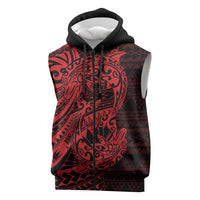 Red Couple Dolphins Maori Polynesian Style Sleeveless Zip Hoodie LT9 Red - Polynesian Pride
