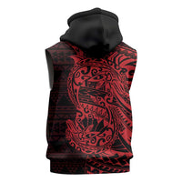 Red Couple Dolphins Maori Polynesian Style Sleeveless Zip Hoodie LT9 - Polynesian Pride