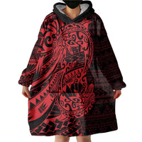 Red Couple Dolphins Maori Polynesian Style Wearable Blanket Hoodie LT9 - Polynesian Pride