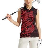 Red Couple Dolphins Maori Polynesian Style Women Sleeveless Polo Shirt LT9 - Polynesian Pride