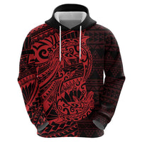 Red Couple Dolphins Maori Polynesian Style Zip Hoodie