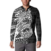 White Couple Dolphins Maori Polynesian Style Button Sweatshirt LT9 - Polynesian Pride