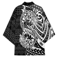White Couple Dolphins Maori Polynesian Style Kimono - Polynesian Pride