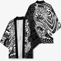 White Couple Dolphins Maori Polynesian Style Kimono - Polynesian Pride
